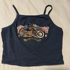 Black Motorcycle Graphic Tank Top